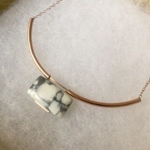 Marble Stone and Metal Necklace